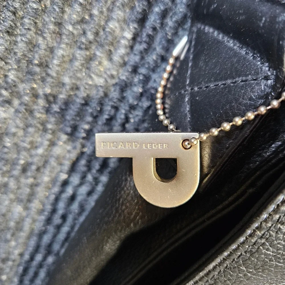 Picard‎ Leder Mens Black Pebbled Leather Messenger Bag Crossbody Satchel Large